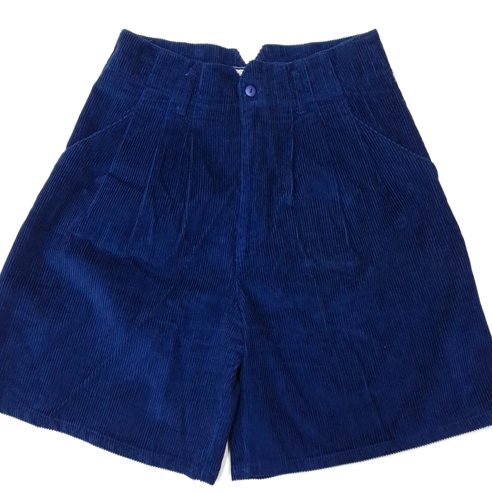 Vintage Kikomo Lifestyles High waisted Corduroy Shorts Woman's Size 11/12 Navy